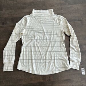 Striped White Long Sleeve Top Talbots silver stripes